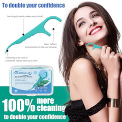 Alosalut Dental Floss Picks - Mint Flavored Flossers with Built-in Toothpick for Deep Cleaning - Str - 240 Count