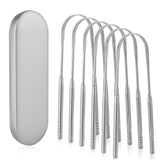 Alosalut 6 Pack Tongue Scrapers - Reusable & Easy to Clean Tongue Cleaner - Medical Grade Stainless  - Silver - Classic (6 Count)
