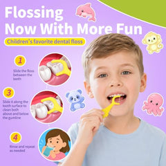 Alosalut 200 Count Dental Floss Picks for Kids - Easy-to-Use Fun Animal-Shape Toddler Flossers - Saf - 200 Count