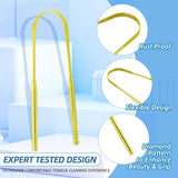 Alosalut 6 Pack Tongue Scrapers - Reusable & Easy to Clean Tongue Cleaner - Medical Grade Stainless  - Gold - U-Shaped (6 Count)