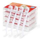 Alosalut 40 Pack Mini Disposable Toothbrushes with Detachable Floss Pick - No Rinse Travel Toothbrus - Peach