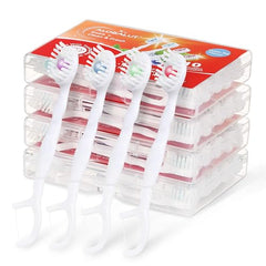 Alosalut 40 Pack Mini Disposable Toothbrushes with Detachable Floss Pick - No Rinse Travel Toothbrus - Mixed Flavor