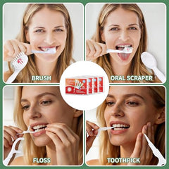 Alosalut 40 Pack Mini Disposable Toothbrushes with Detachable Floss Pick - No Rinse Travel Toothbrus - Cherry Blossom