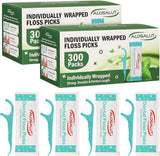 Alosalut Individually Wrapped Dental Floss Picks - Mint Flavored Flossers with Built-in Toothpick -  - 300 Pack