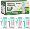 Alosalut Individually Wrapped Dental Floss Picks - Mint Flavored Flossers with Built-in Toothpick - Strong & Smooth Portable Oral Care Floss Sticks for Home Travel Office