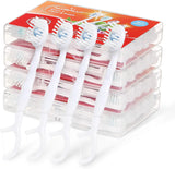 Alosalut 40 Pack Mini Disposable Toothbrushes with Detachable Floss Pick - No Rinse Travel Toothbrus - Mint