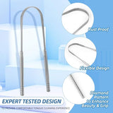 Alosalut 6 Pack Tongue Scrapers - Reusable & Easy to Clean Tongue Cleaner - Medical Grade Stainless  - Silver - U-Shaped (6 Count)