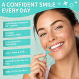 Alosalut Individually Wrapped Dental Floss Picks - Mint Flavored Flossers with Built-in Toothpick -  - 300 Pack