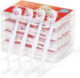 Alosalut 40 Pack Mini Disposable Toothbrushes with Detachable Floss Pick - No Rinse Travel Toothbrus - Peach