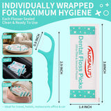 Alosalut Individually Wrapped Dental Floss Picks - Mint Flavored Flossers with Built-in Toothpick -  - 300 Pack