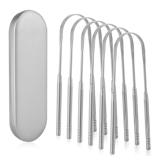 6 Pack U-Shaped Tongue Scrapers - Medical Grade Stainless Steel