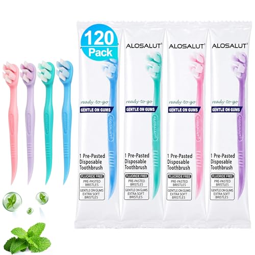 120 Pack Pre-Pasted Disposable Toothbrushes - Individually Wrapped
