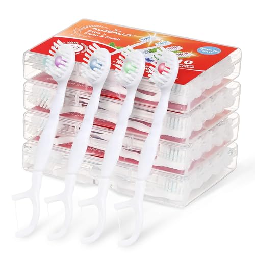40 Pack Mini Disposable Toothbrushes - with Detachable Floss Pick